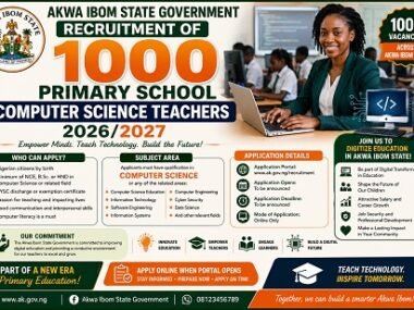 Akwa Ibom State Government Recruitment of 1000 Primary School Computer Science Teachers 2026/2027